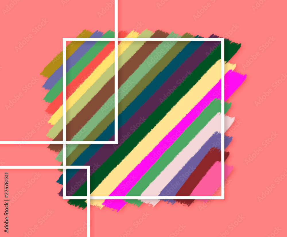 Fototapeta premium Logo art brush paint . Original grunge brush art paint abstract texture background design acrylic stroke poster illustration. Perfect watercolor design for headline. Frame horizontal square coral back