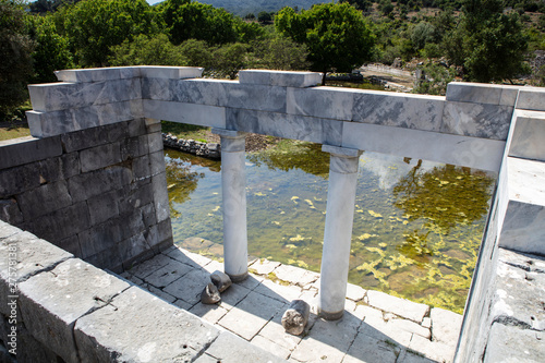 Ancient city of Kaunos, Dalyan valley, Turkey. Kaunos (Latin: Caunus) was a city of ancient Caria and in Anatolia, a few km west of the modern town of Dalyan, Muğla Province, Turkey. photo