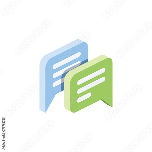Speech bubble set. Vector 3d isometric color icon new flat style. Creative illustration, idea for infographics.