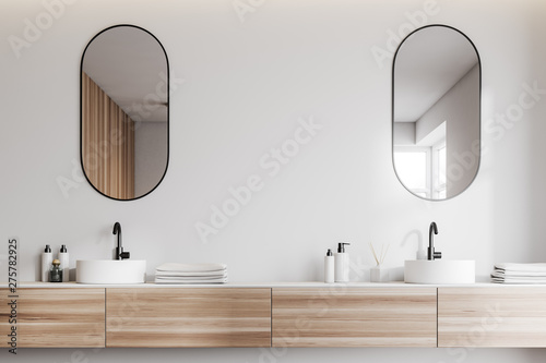 Obraz na płótnie White bathroom interior with double sink