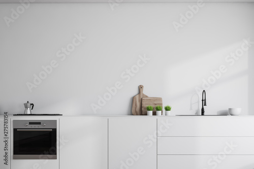 Obraz na plátne White countertops in white kitchen