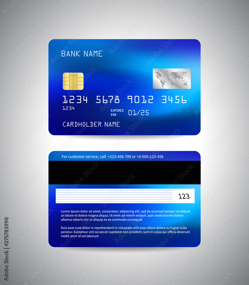Vector Credit card. Front and back side of credit card template
