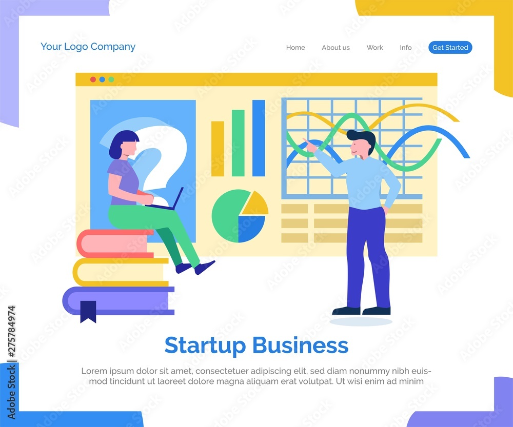 Startup business landing page vector background. Startup business landing page vector background.