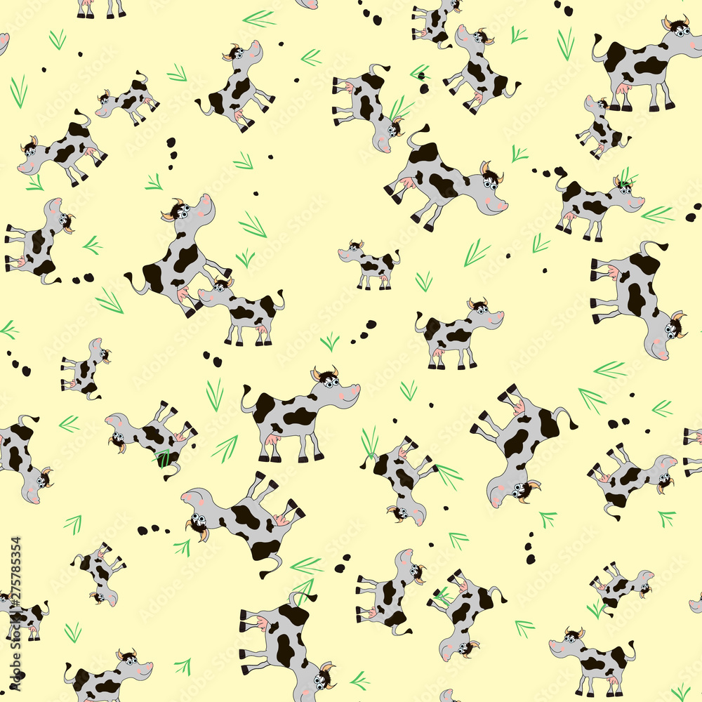 Cute smile cows seamless pattern,cartoon illustration eps10
