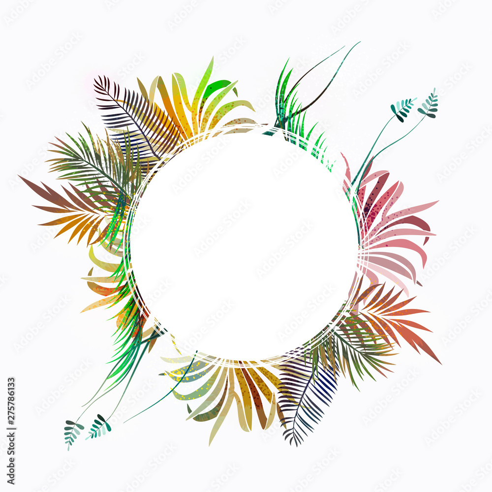 Obraz premium Fresh abstract leaves vector border.