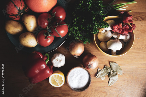 Healthy ingredients, natural food, background