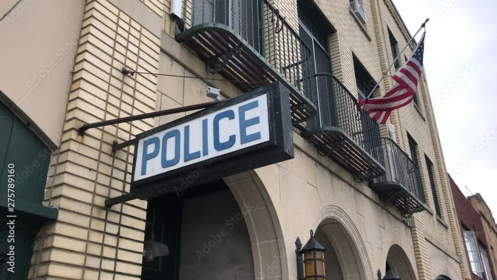 Police sign on exterior of station generic establishing Police sign on exterior of station generic establishing