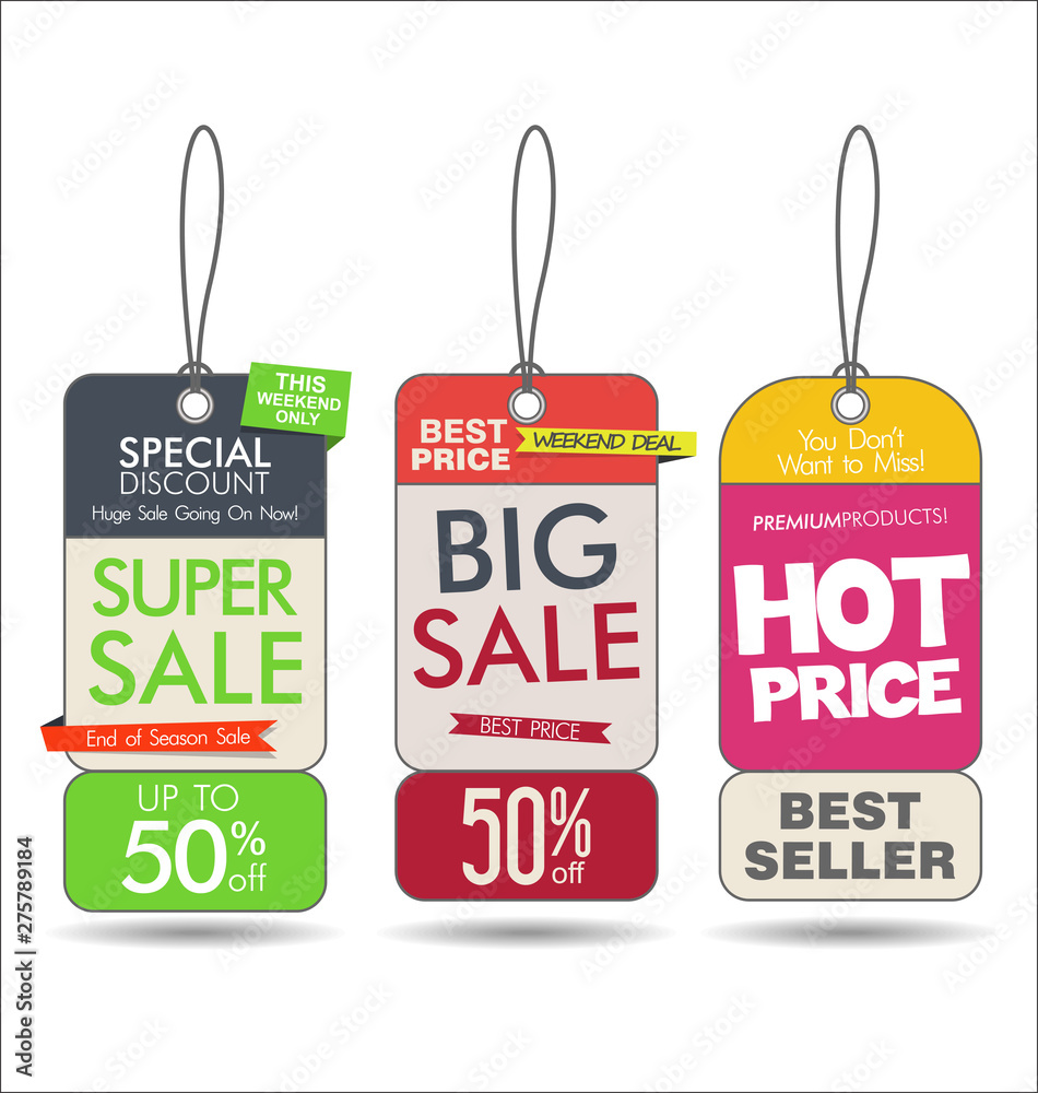 Sale tags colorful modern collection