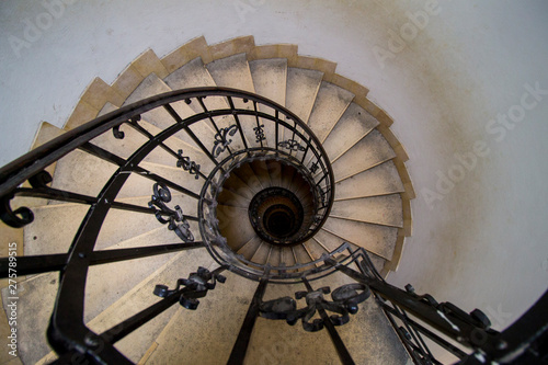 Budapest, Hungary, June 4, 2019: St. Stephen's Basilica spiral stairs