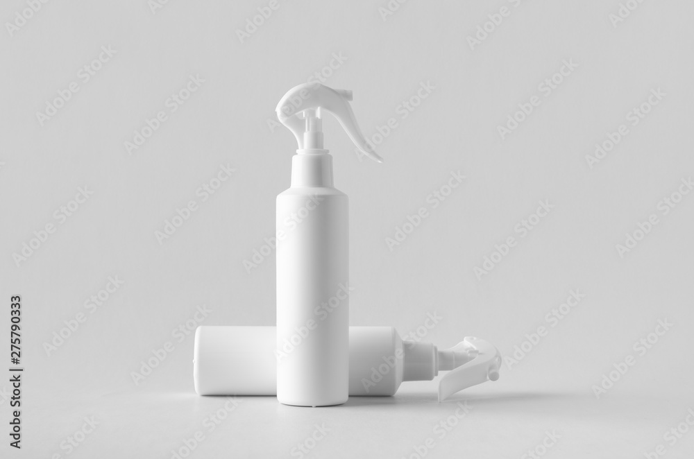 White cosmetic trigger sprayer bottle mockup.