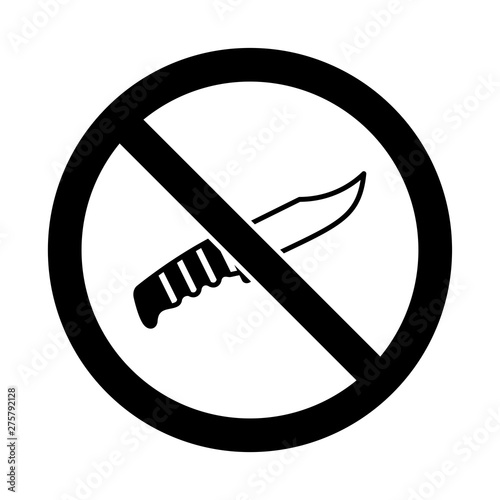 No knife no weapon prohibition sign icon. No knife weapon vector icon. No sharp objects vector sign.