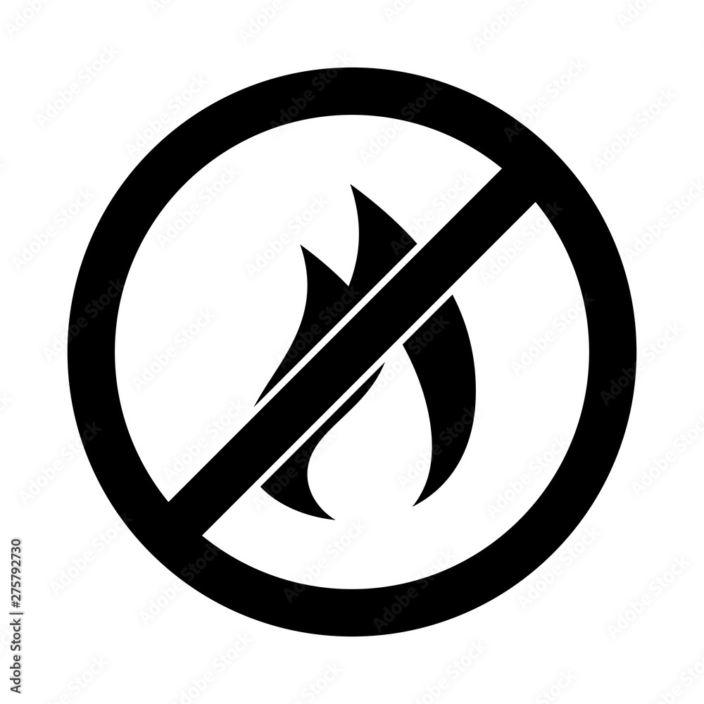 No open flame sign. No fire, No access with open flame prohibition sign. No open flame sign. No fire, No access with open flame prohibition sign.