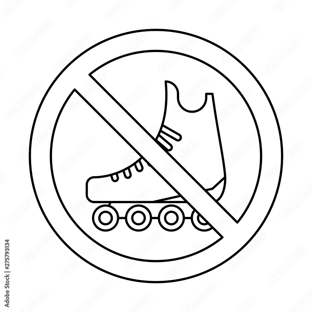 No Roller skates sign icon. Rollerblades symbol. Prohibition sign. Stop symbol. Vector No Roller skates sign icon. Rollerblades symbol. Prohibition sign. Stop symbol. Vector