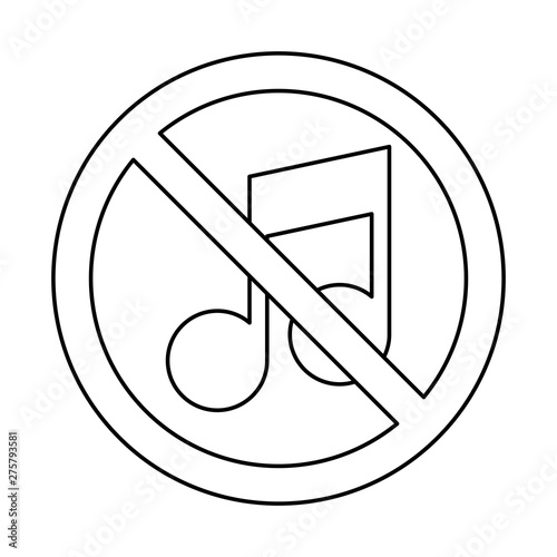 No Sound Sign. No music, prohibition sign, vector illustration. No sound icon, prohibited and silence, no noise sign, vector graphics