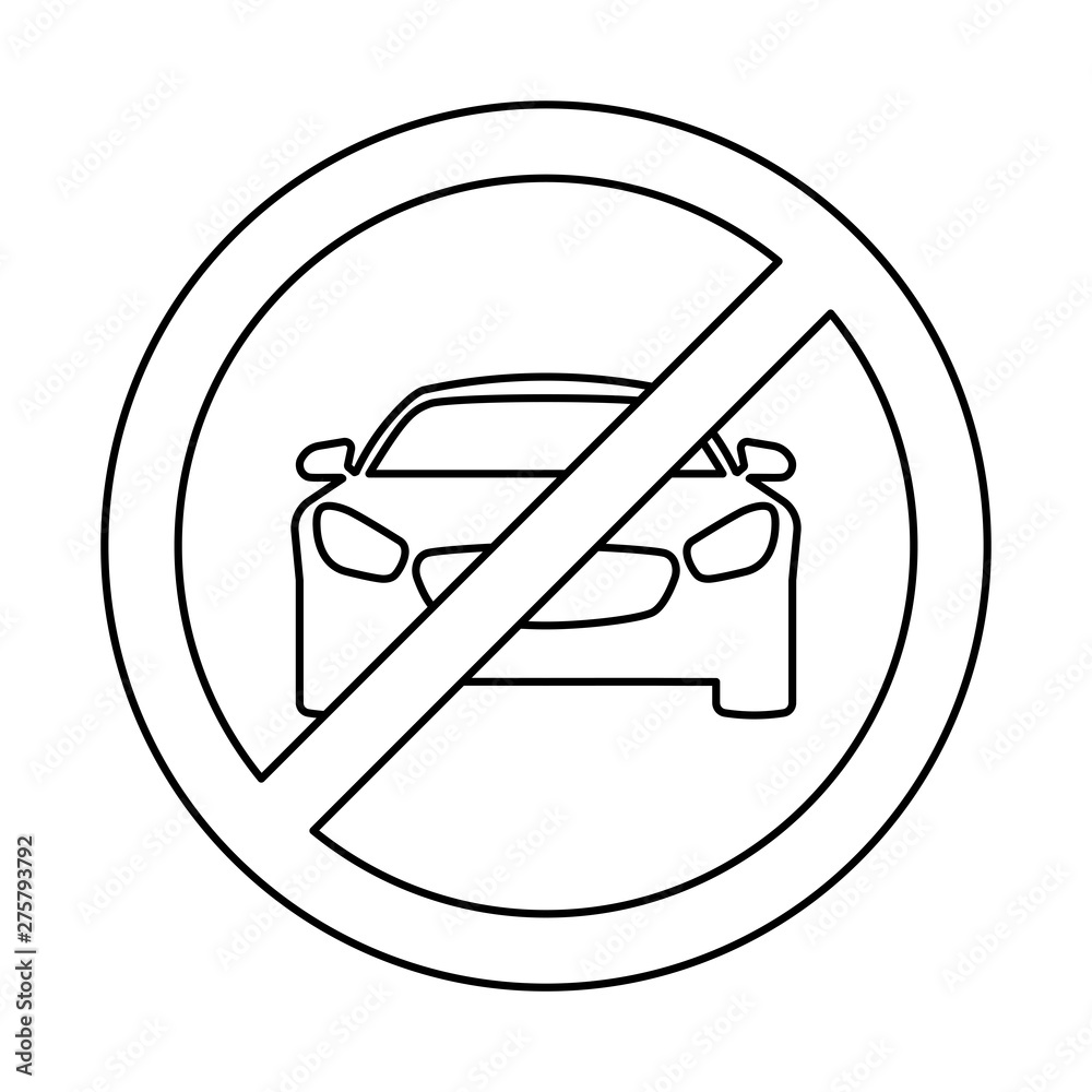 No car or no parking traffic sign, prohibit auto icon No car or no parking traffic sign, prohibit auto icon