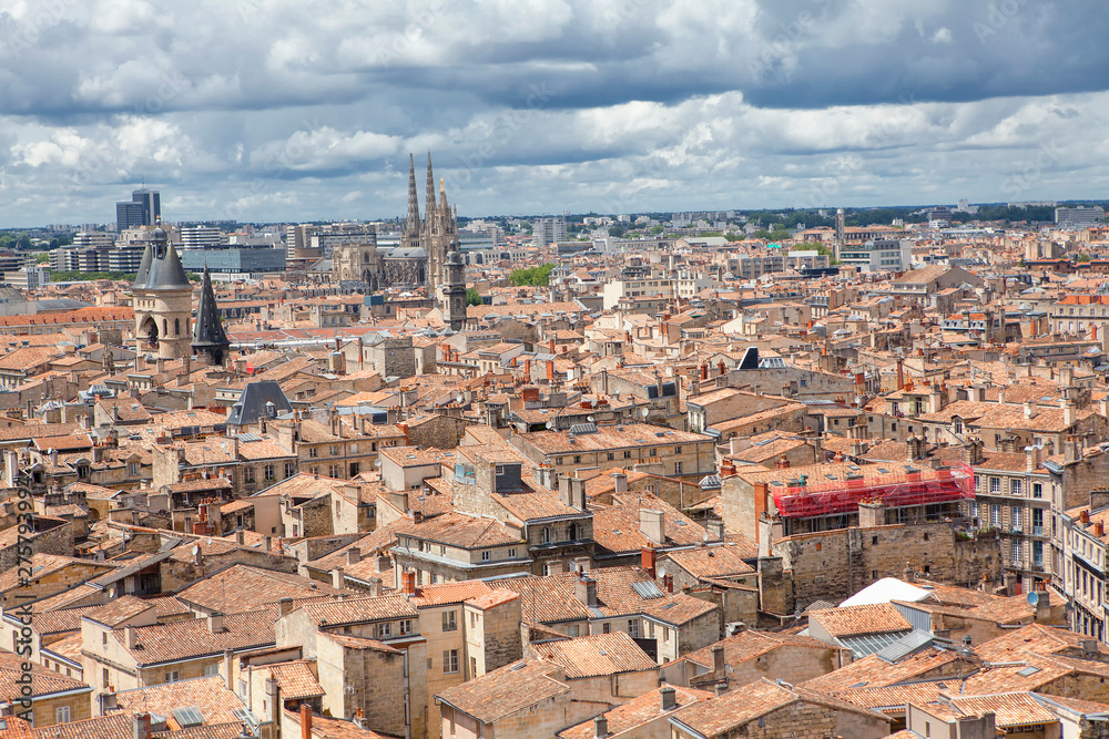 Bordeaux aerial panoramic view of old town