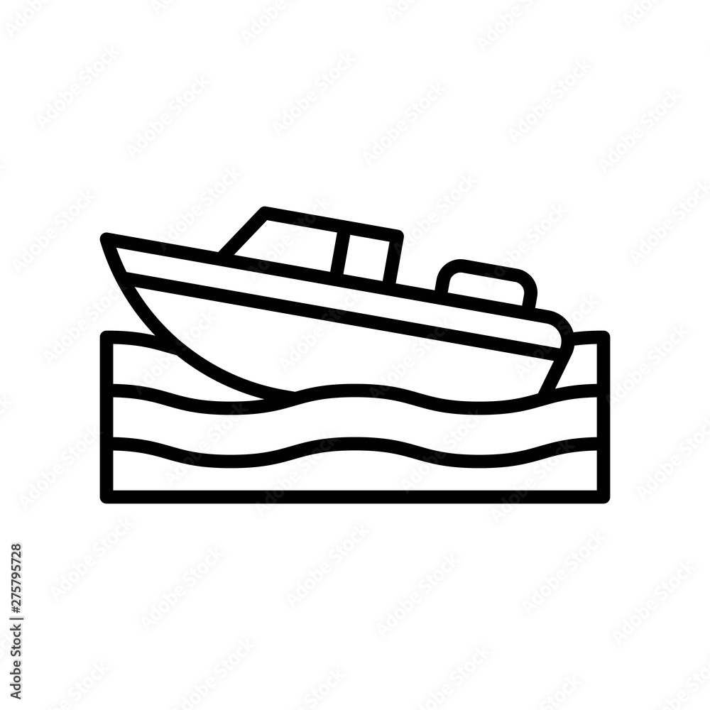 Motorboat vector, Summer Holiday related line icon Motorboat vector, Summer Holiday related line icon