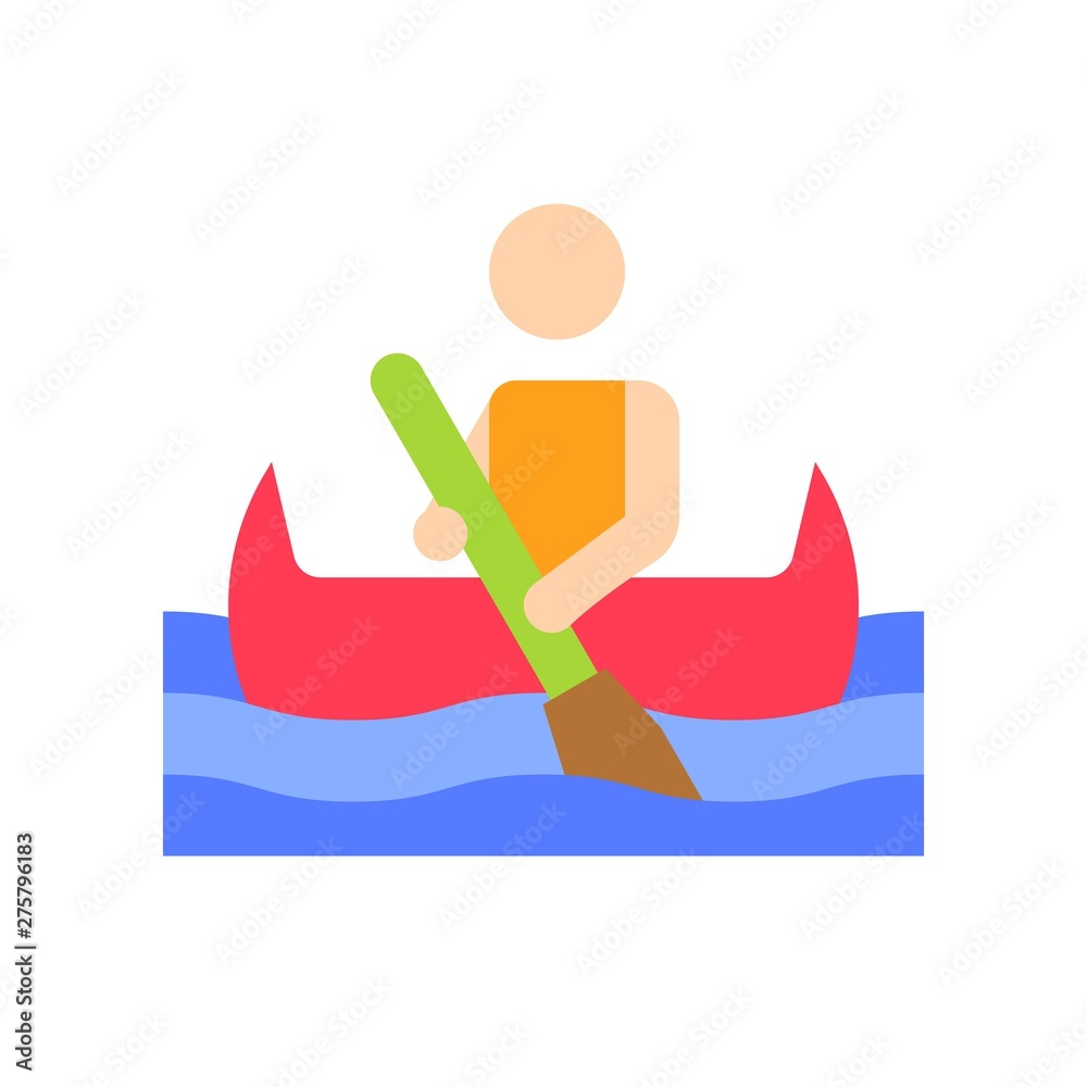 Fototapeta premium Canoe boat vector, Summer Holiday related flat icon