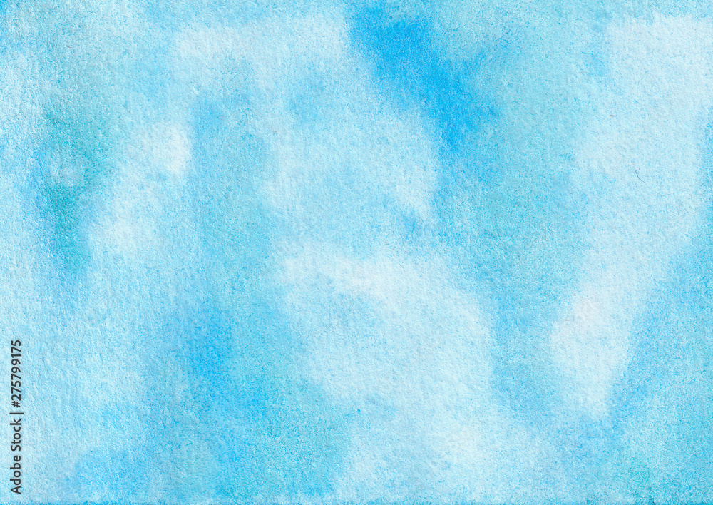 Hand drawn watercolor abstract blue background