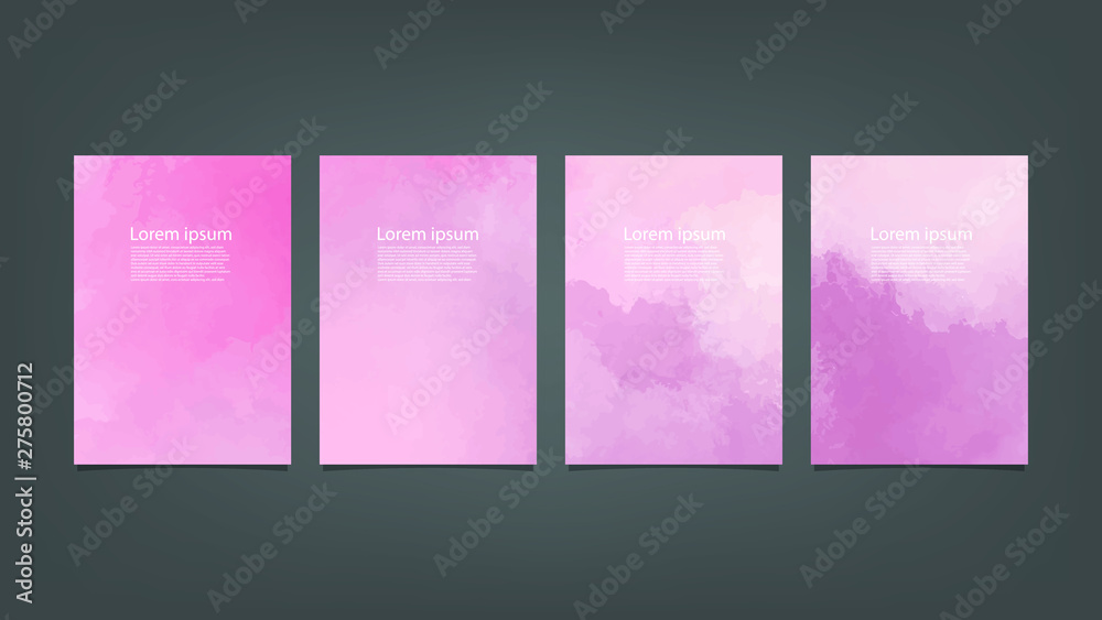 Pink watercolor Brochure template for you design,vector.