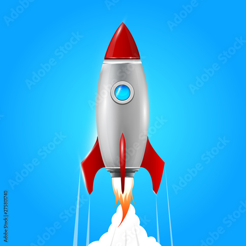 Rocket, icon. Space rocket launch. Rocket background, product cover, Startup creative idea. Isometric vector illustration EPS 10.