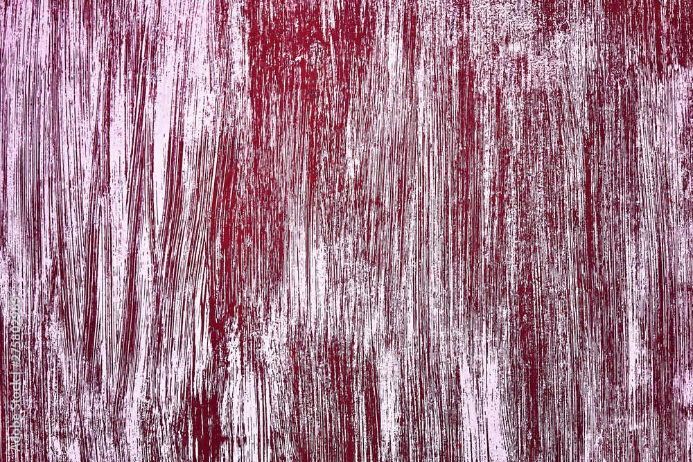 Fototapeta premium Red and white textured background. Burgundy background with brush strokes of white paint. Abstract red grunge background.