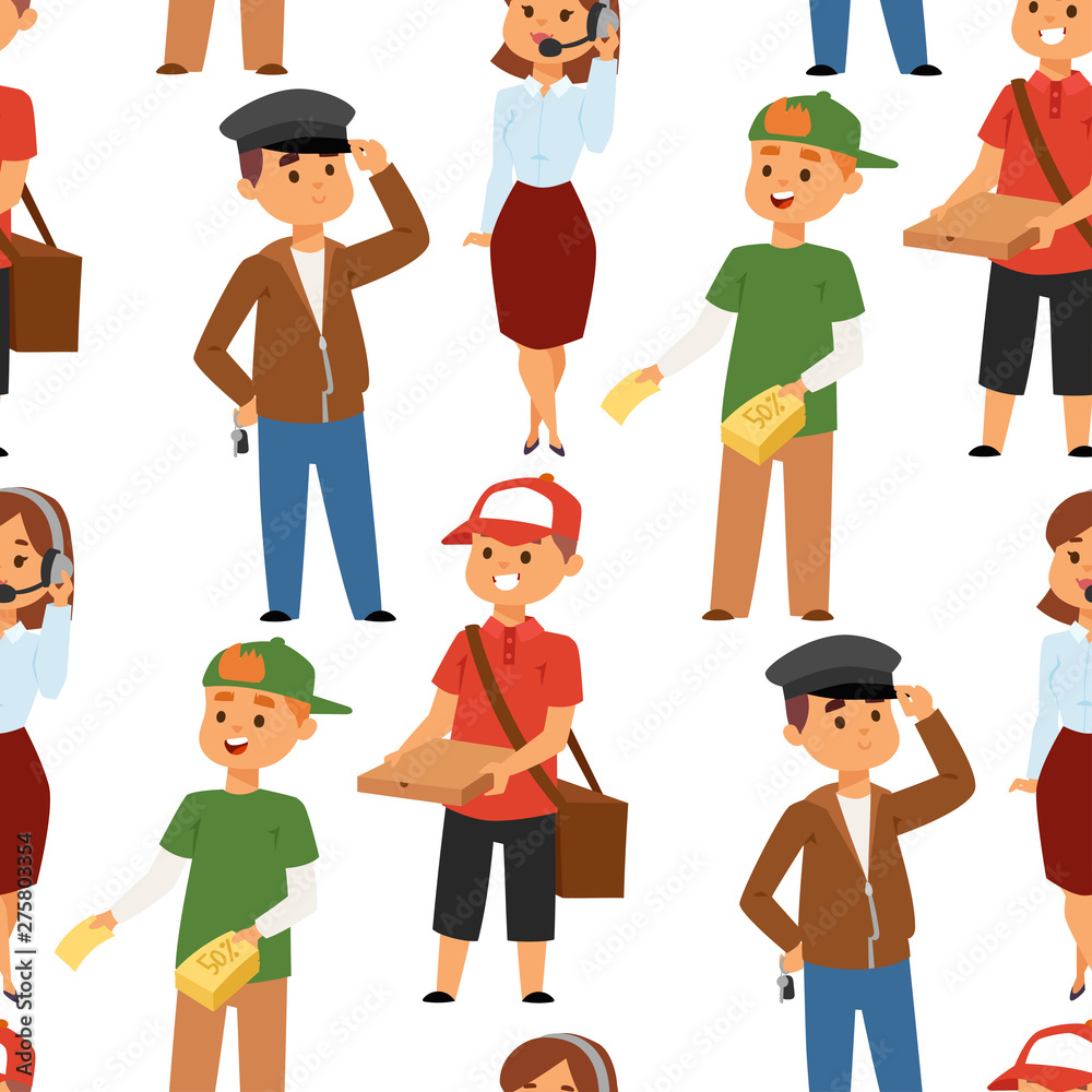 People part-time job professions vector set characters temporary job recruitment concept. Different workers or time unemployed. Young career start boys and girls part time workers opportunity looking