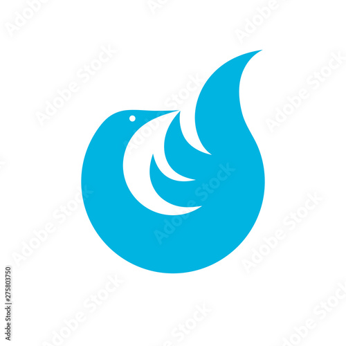 Bird - abstract concept logo icon. Dove creative sign. Blue wing. Vector illustration. 