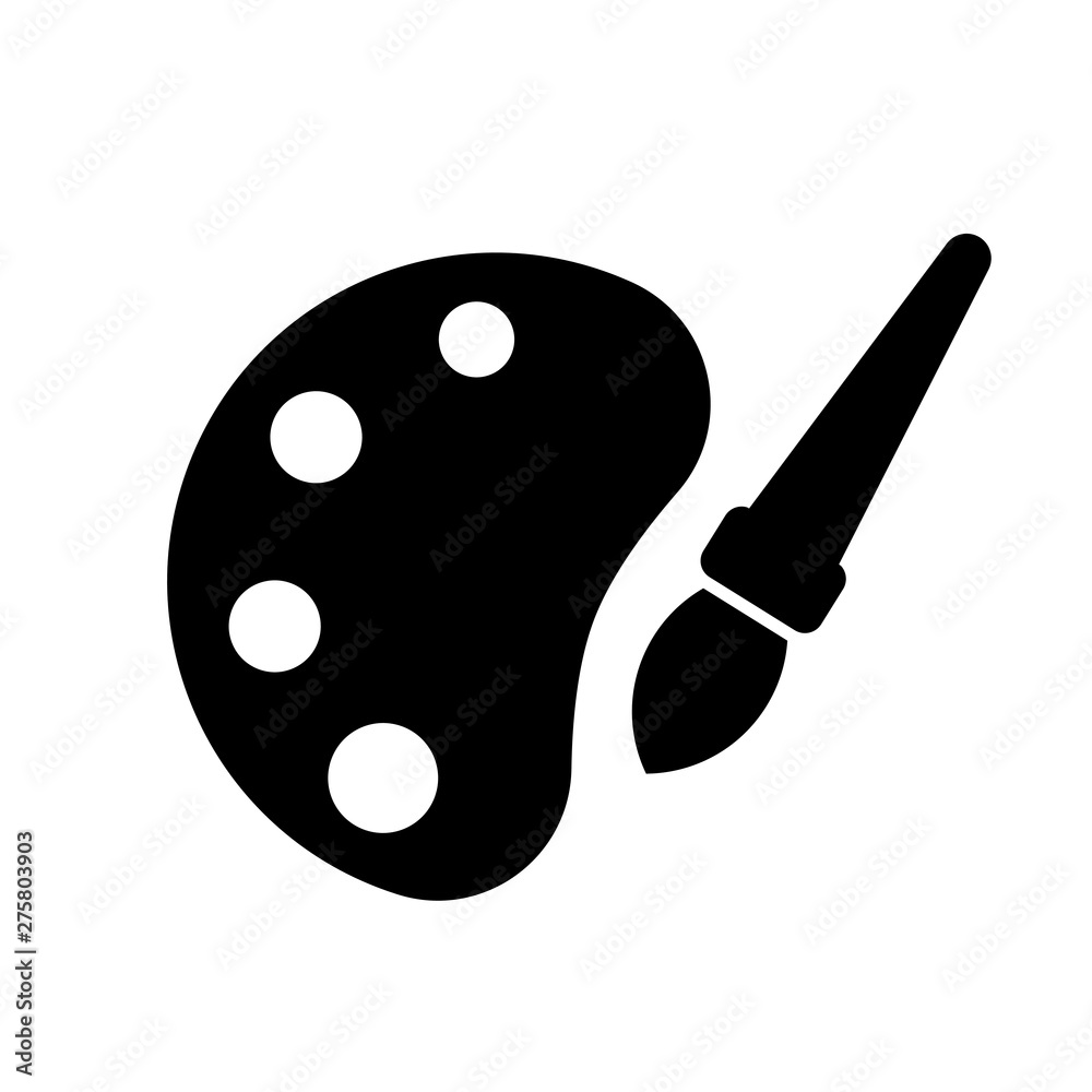 Painter palette and paint brush icon vector Painter palette and paint brush icon vector
