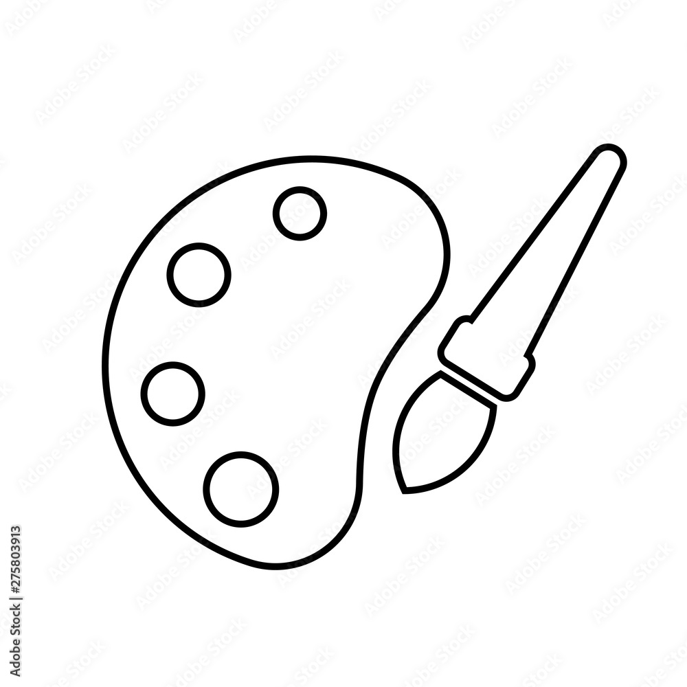 Painter palette and paint brush icon vector Painter palette and paint brush icon vector