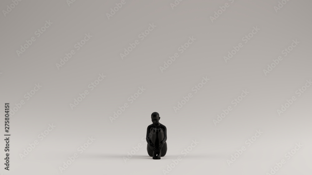 Black Mysterious Witch Woman Sitting Down 3d illustration 3d render