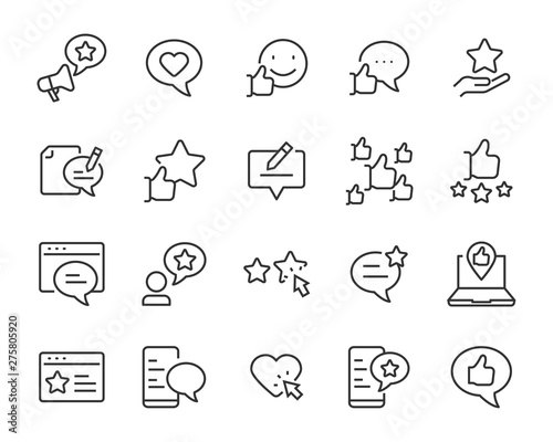 set of communication icons, such as chat, feedback, emotion, review