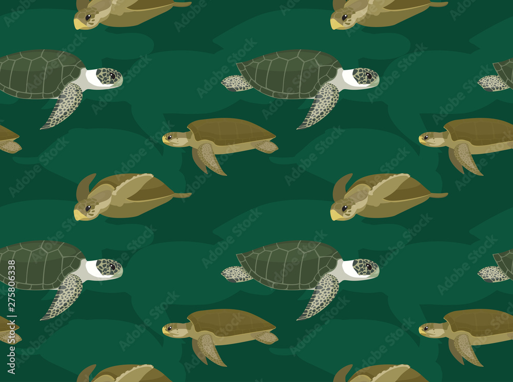 Sea Turtle Flatback Cartoon Seamless Wallpaper Stock Vector | Adobe Stock