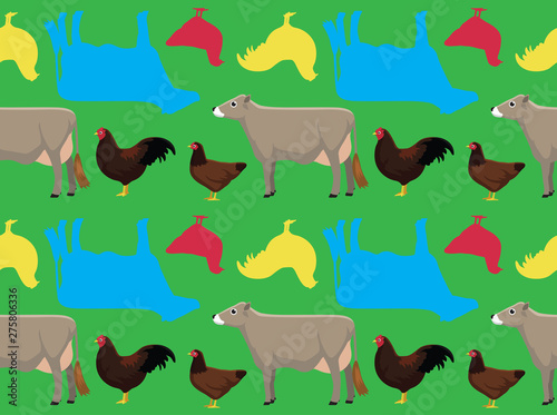 Livestock Buckeye Chicken Cartoon Seamless Wallpaper