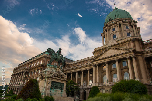 Buda Castle, Royal Palace and equestrian statue of Prince Eugene of Savoy in Budapest, Hungary photo