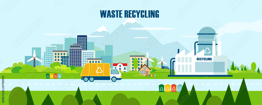 Vector concept pure nature, waste recycling - obrazy, fototapety, plakaty 
