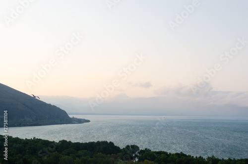 Sevan lake in Armenia while sunset