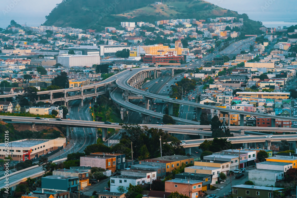 View of San Francisco's highways at twilight