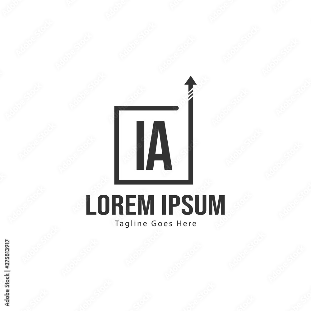 Initial IA logo template with modern frame. Minimalist IA letter logo vector illustration