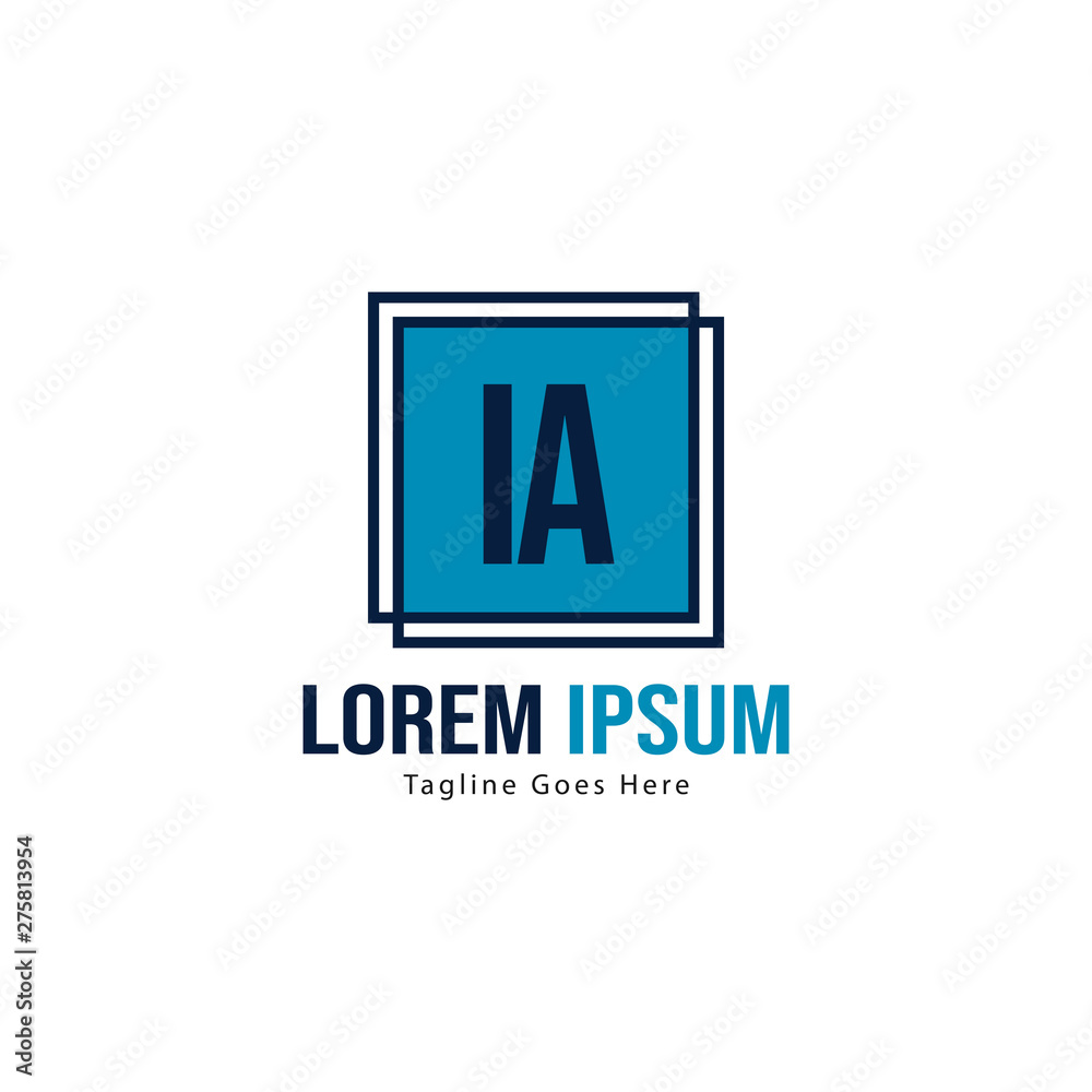 Initial IA logo template with modern frame. Minimalist IA letter logo vector illustration