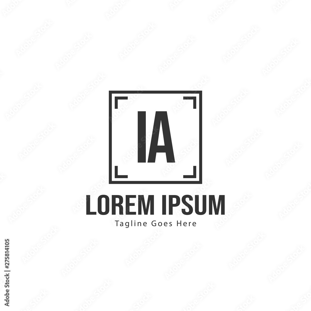 Initial IA logo template with modern frame. Minimalist IA letter logo vector illustration