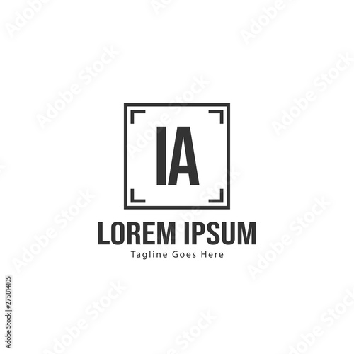 Initial IA logo template with modern frame. Minimalist IA letter logo vector illustration