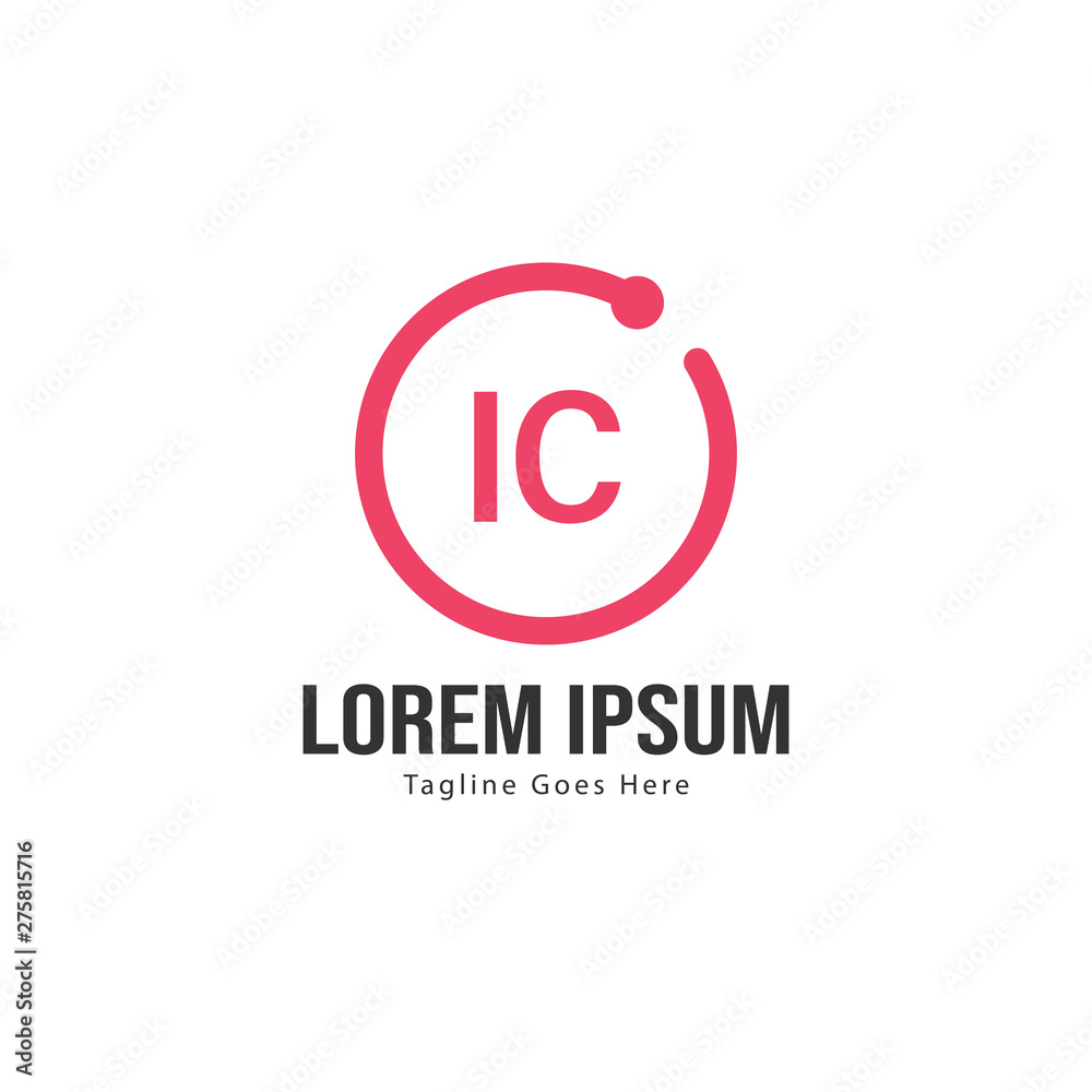 Initial IC logo template with modern frame. Minimalist IC letter logo vector illustration