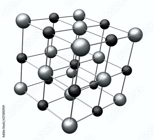 Fototapeta Naklejka Na Ścianę i Meble -  Crystal structure. Sodium chloride rock salt. 3D Illustration.