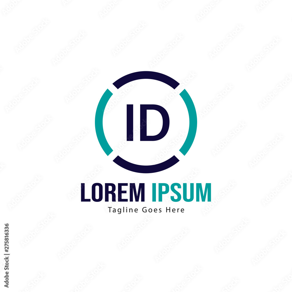 Initial ID logo template with modern frame. Minimalist ID letter logo vector illustration