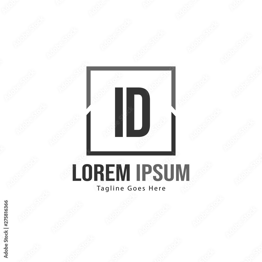 Initial ID logo template with modern frame. Minimalist ID letter logo vector illustration