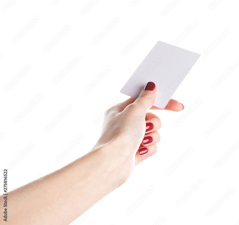 Woman's hand holding blank black card. Hand hold blank business card. Woman's hand holding blank black card. Hand hold blank business card.