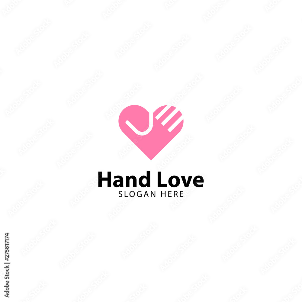 Hand Love Logo Design Vector