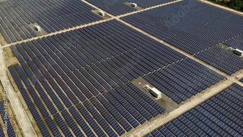 Aerial view Solar power plant , Solar panels (solar cells) in solar farms of future energy.