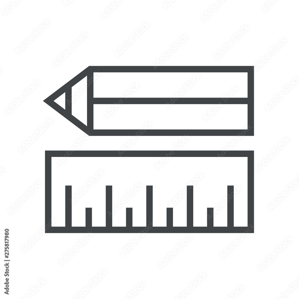 Line icon pencil and ruler